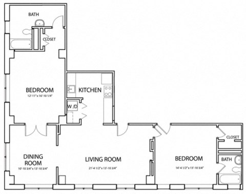 Senate 1235 Floor Plan with 1235 Sq. Ft. at 275 on the Park, St. Louis, Missouri